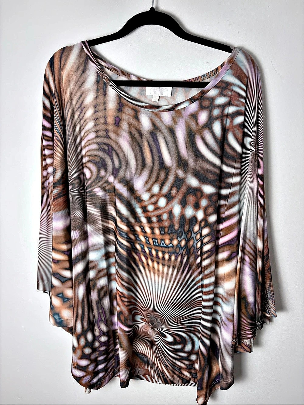 ALEXIS Psychedelic Abstract Print Draped Poncho Tunic Top XS